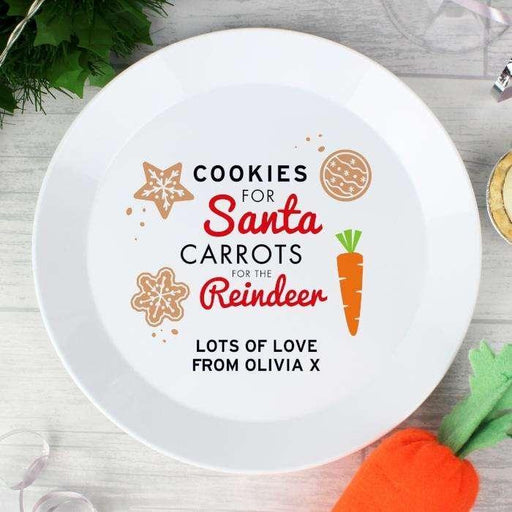 Personalised Cookies for Santa Christmas Eve Plastic Plate - Myhappymoments.co.uk