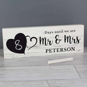 Personalised Wedding Countdown Wooden Block Sign With Chalkboard Heart - Myhappymoments.co.uk