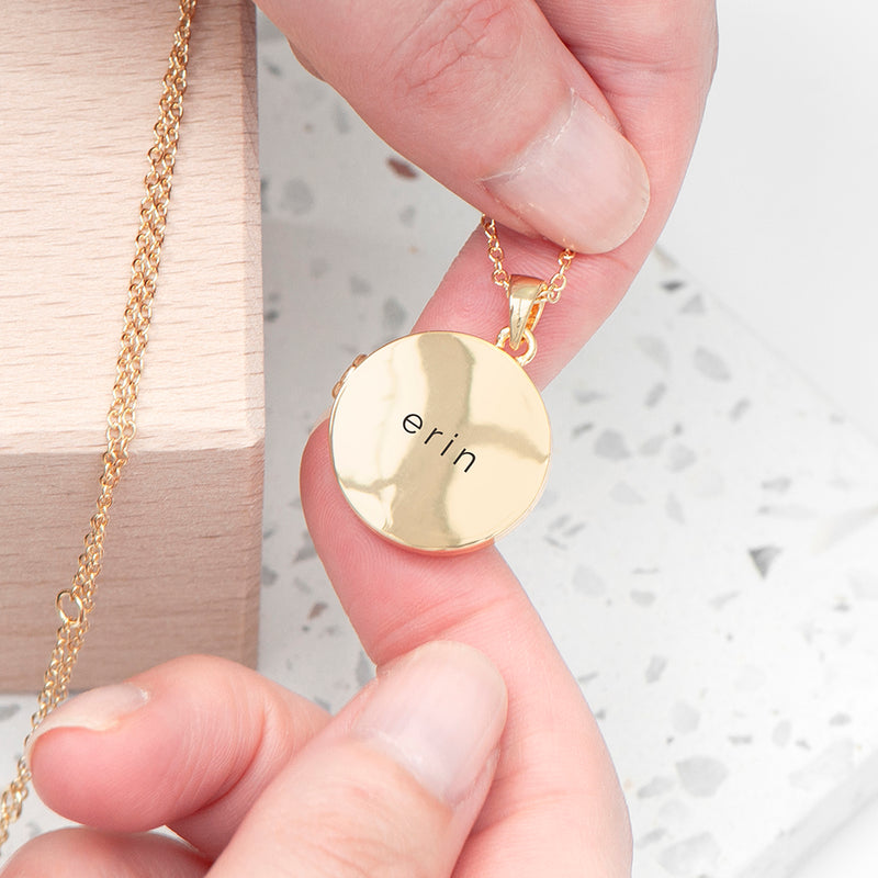 Personalised Round Photo Locket Necklace - Gold Plated