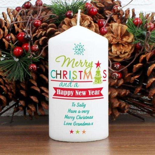 Personalised Bright Merry Christmas Candle - Myhappymoments.co.uk