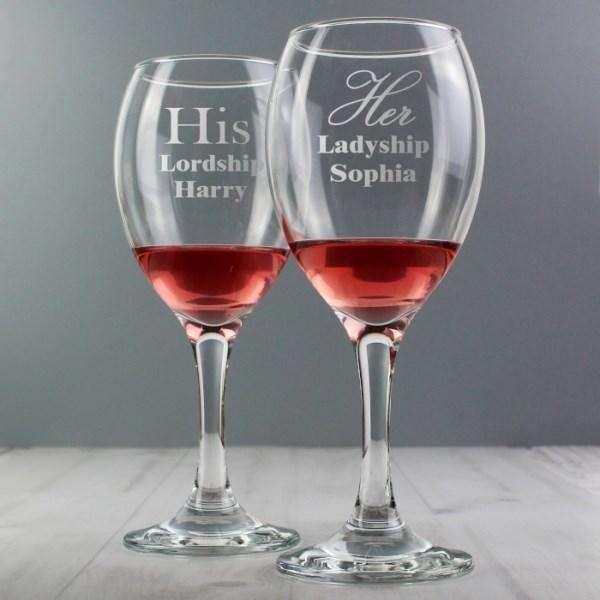 Personalised His & Her Wine Glass Set - Myhappymoments.co.uk