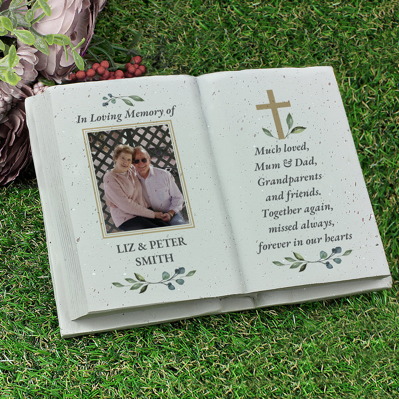 Personalised Photo Upload Memorial Cross Gravestone Book