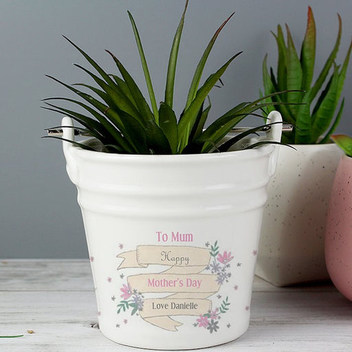 Personalised Garden Bloom Porcelain Bucket - Myhappymoments.co.uk