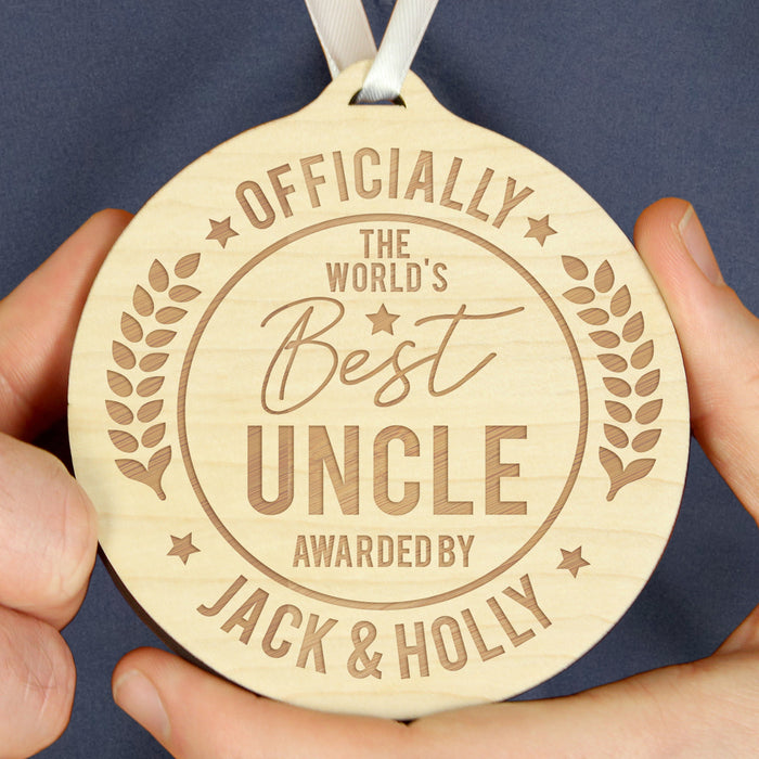 Personalised Officially The Best Round Wooden Medal