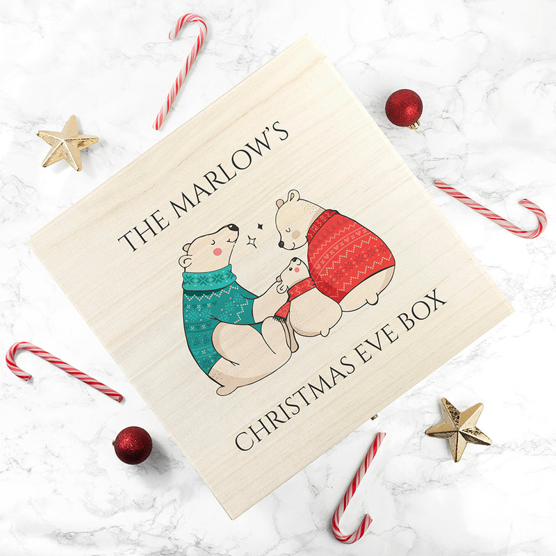 Personalised Polar Bear Family Christmas Box