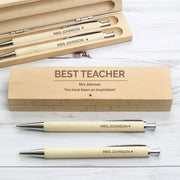 Personalised Wooden Pen & Pencil Box Set