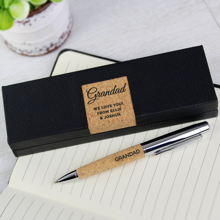 Personalised Free Text Cork Pen & Box Set