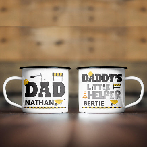 Personalised Dad & Daddy’s Little Helper Enamel Mug Set