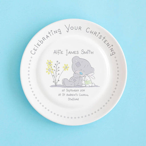 Personalised Tiny Tatty Teddy Christening Rimmed Plate