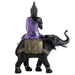 Purple, Gold and Black Large Thai Buddha Riding Elephant Figurine