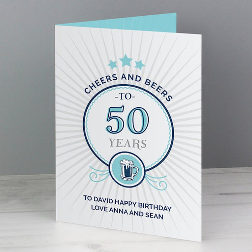 Personalised Cheers and Beers Birthday Age Card from Pukkagifts.uk