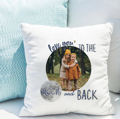 Personalised Love You To The Moon & Back Photo Upload Cushion