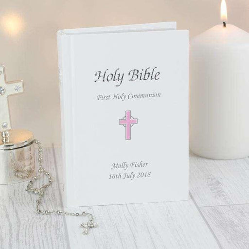 Personalised Girls Pink Cross Holy Bible