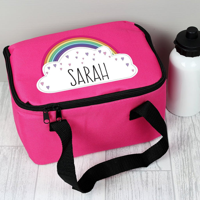Personalised Rainbow Cloud Pink Lunch Bag
