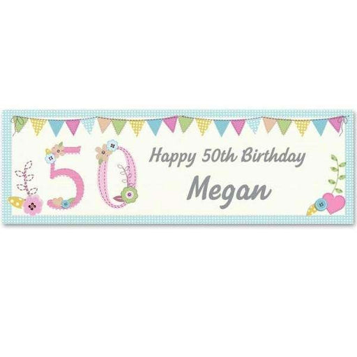 Personalised Birthday Age Female Banner - Myhappymoments.co.uk