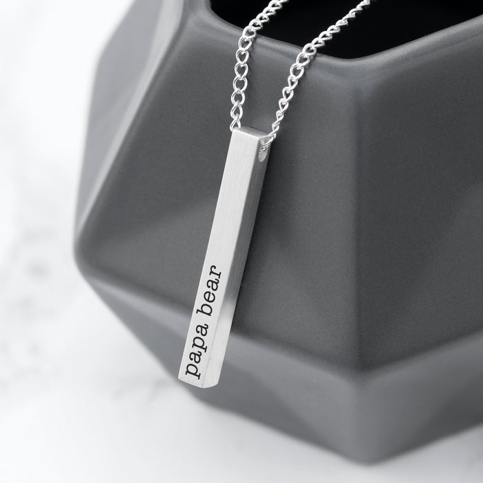 Personalised Men's Silver Solid Bar Necklace