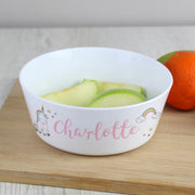 Personalised Unicorn Plastic Bowl
