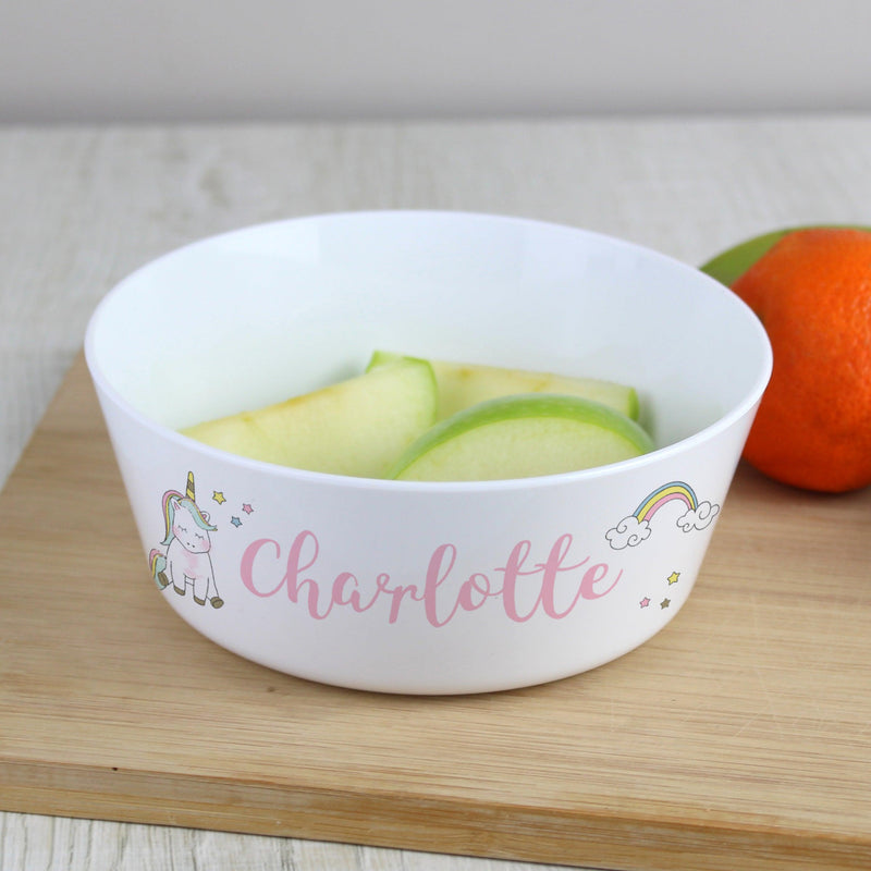 Personalised Unicorn Plastic Bowl