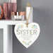 Personalised Sister Floral Wooden Hanging Heart Decoration From Pukkagifts.uk