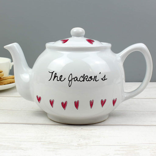 Personalised Hearts Teapot - Myhappymoments.co.uk