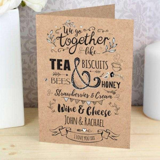 Personalised We Go Together Like... Card - Myhappymoments.co.uk