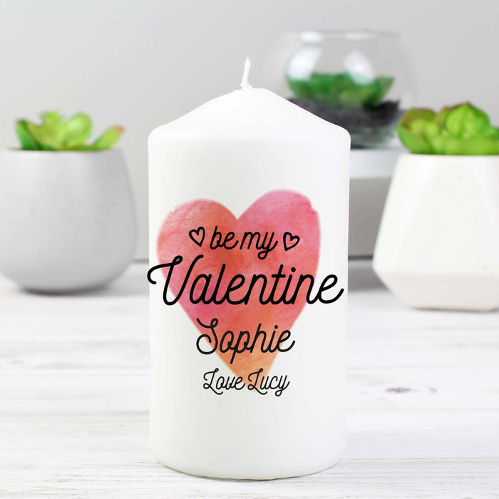 Personalised Be My Valentine Pillar Candle