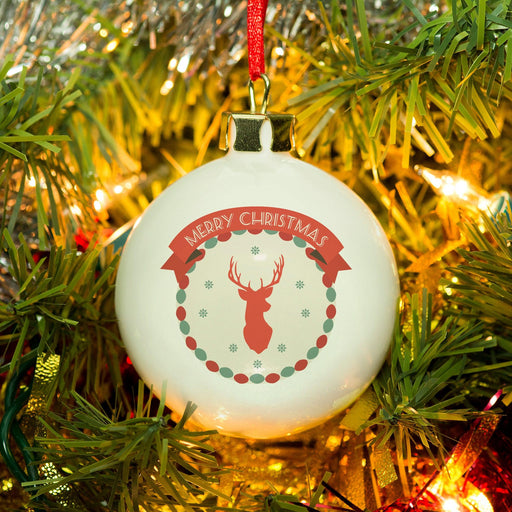 Personalised Merry Christmas Stag Bauble