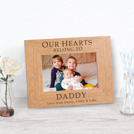 Personalised Our Hearts Belong To Daddy Photo Frame - Myhappymoments.co.uk