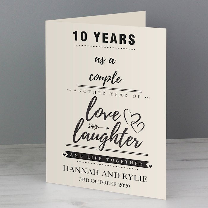 Personalised Love Laughter And Life Together Anniversary Card From Pukkagifts.uk