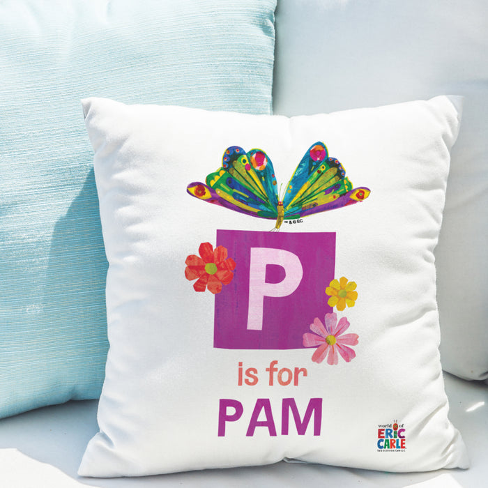 Personalised Very Hungry Caterpillar Initial Butterfly Cushion