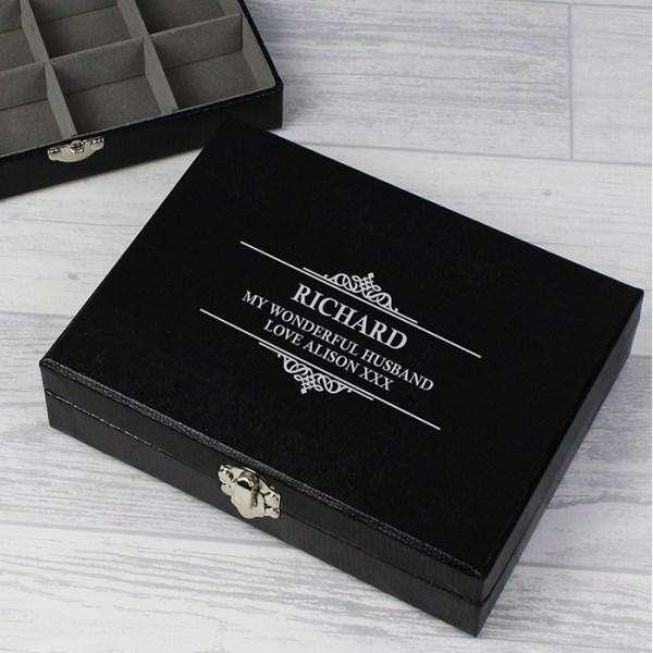 Personalised Large Cufflink Compartment Box - Myhappymoments.co.uk