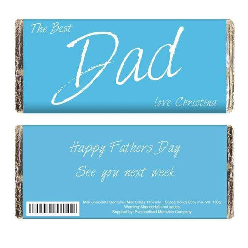 Personalised The Best Dad Milk Chocolate Bar Free UK Delivery - Myhappymoments.co.uk