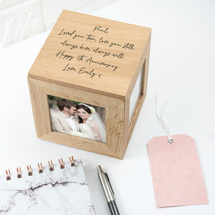 Personalised Handwriting Photo Cube | Wedding Anniversary Gift