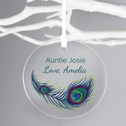 Personalised Peacock Round Acrylic Decoration