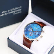 Personalised Men's Architect Motivator Watch With Walnut Strap