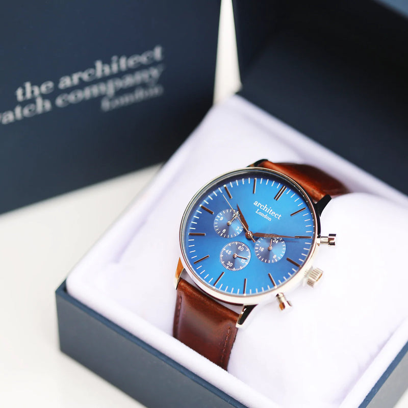Personalised Men's Architect Motivator Watch With Walnut Strap