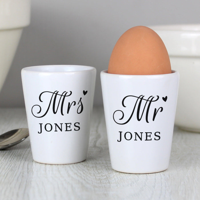 Personalised Mr & Mrs Egg Cups | Wedding Gift