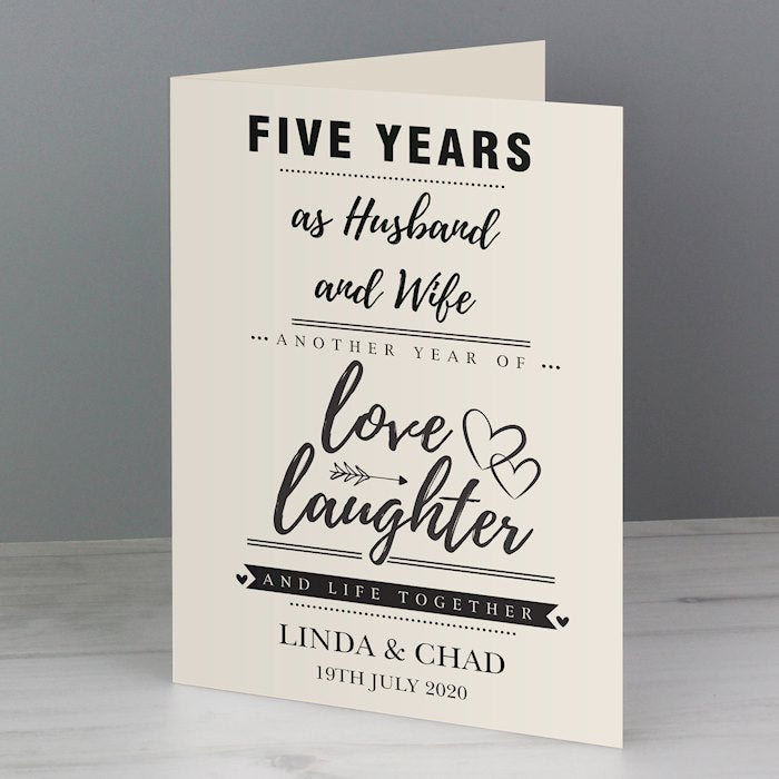 Personalised Love Laughter And Life Together Anniversary Card From Pukkagifts.uk