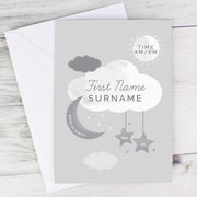 Personalised New Baby Moon & Stars Card - Myhappymoments.co.uk
