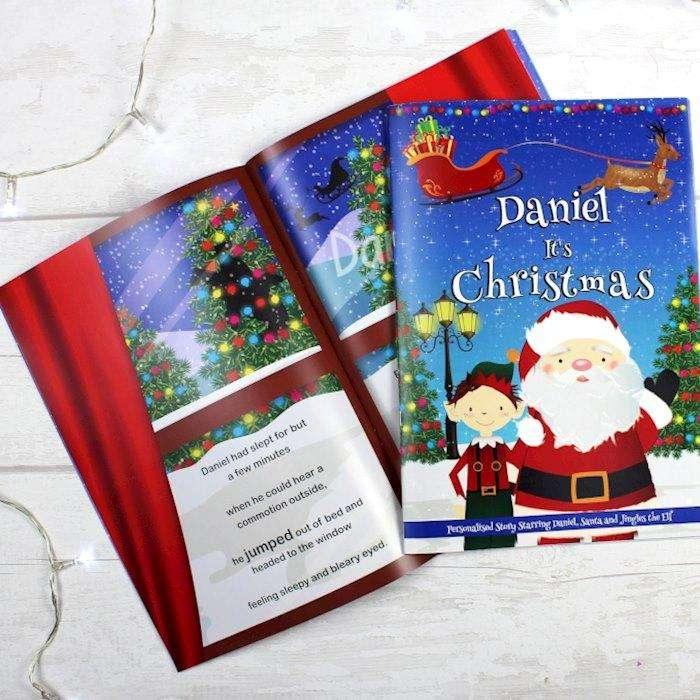Personalised Boys It's Christmas Story Book Featuring Santa and his Elf Jingles - Myhappymoments.co.uk