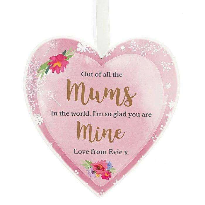 Personalised Floral Watercolour 22cm Large Wooden Heart Decoration - Myhappymoments.co.uk