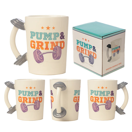 Pump & Grind Dumbell Shaped Handle Mug - Myhappymoments.co.uk
