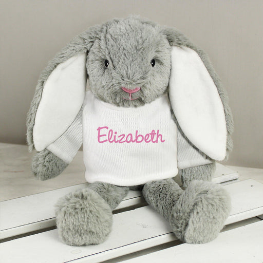 Personalised Name Only Bunny Rabbit Soft Toy - Pink