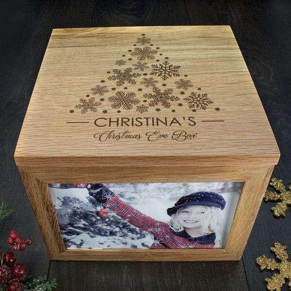 Personalised Christmas Eve Memory Photo Keepsake Box Tree Design - Myhappymoments.co.uk