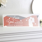 Personalised 'Love is All You Need' Wooden Block Mantel Sign - Myhappymoments.co.uk