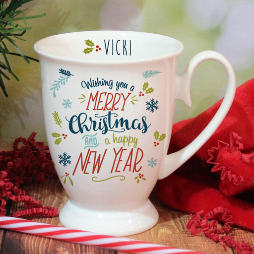 Personalised Wishing You A Merry Christmas Marquee Mug