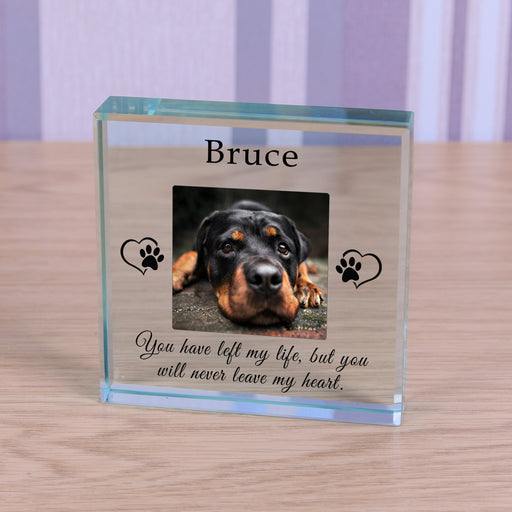 Personalised Dog Memorial Glass Token - Never Leave My Heart