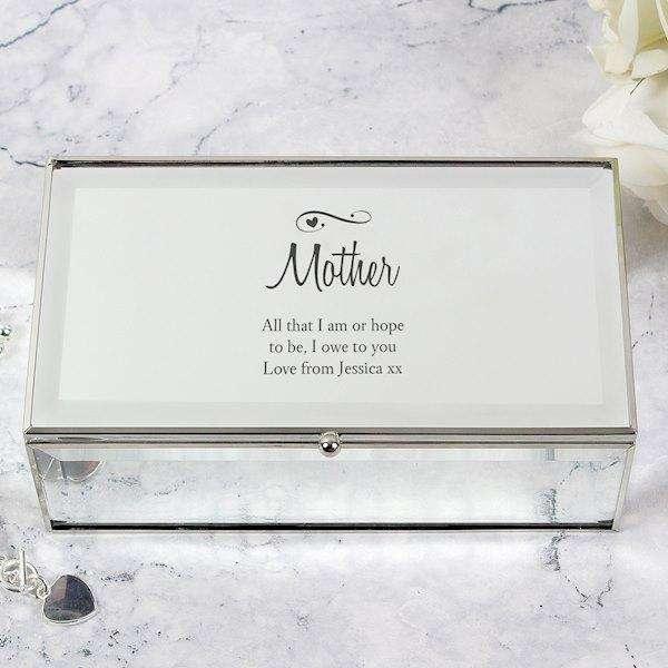 Personalised Swirls & Hearts Mirrored Jewellery Box