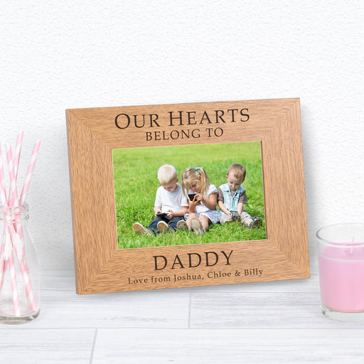 Personalised Our Hearts Belong To Daddy Photo Frame - Myhappymoments.co.uk
