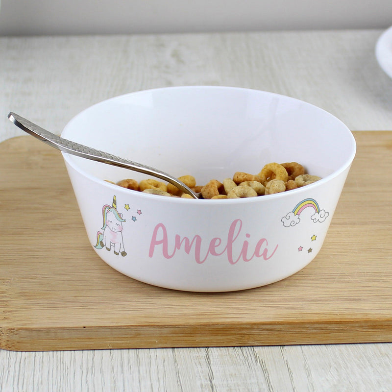 Personalised Unicorn Plastic Bowl